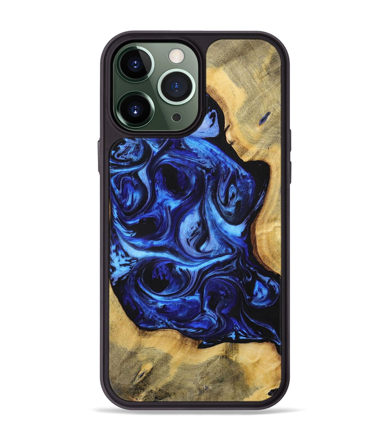 iPhone 13 Pro Max Wood+Resin Phone Case - Pauline (Blue, 698717)