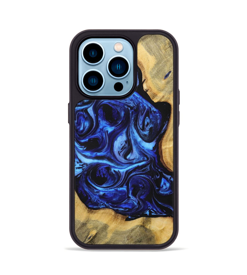 iPhone 14 Pro Wood+Resin Phone Case - Pauline (Blue, 698717)