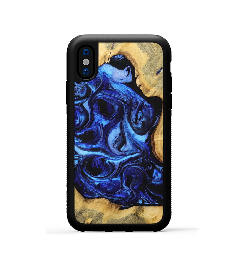 iPhone Xs Wood+Resin Phone Case - Pauline (Blue, 698717)