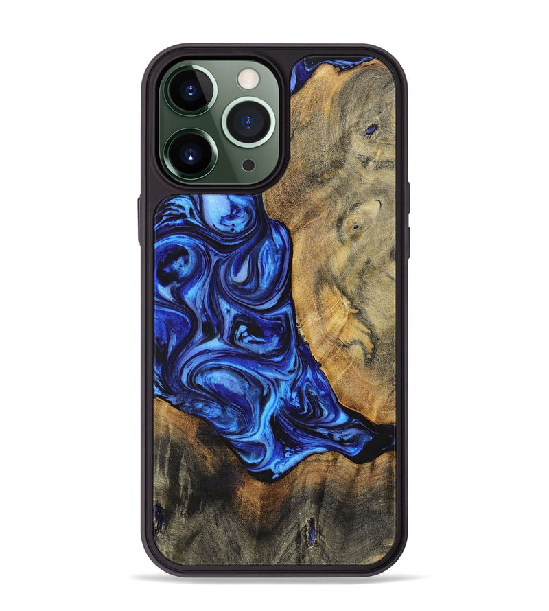 iPhone 13 Pro Max Wood+Resin Phone Case - Adrian (Blue, 698719)