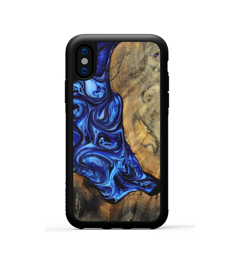 iPhone Xs Wood+Resin Phone Case - Adrian (Blue, 698719)