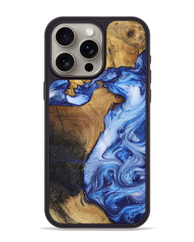 iPhone 15 Pro Max Wood+Resin Phone Case - Wendell (Blue, 698722)