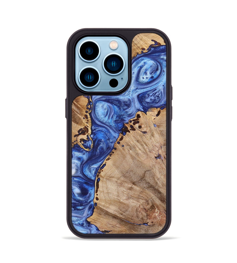 iPhone 14 Pro Wood+Resin Phone Case - Maddox (Blue, 698724)