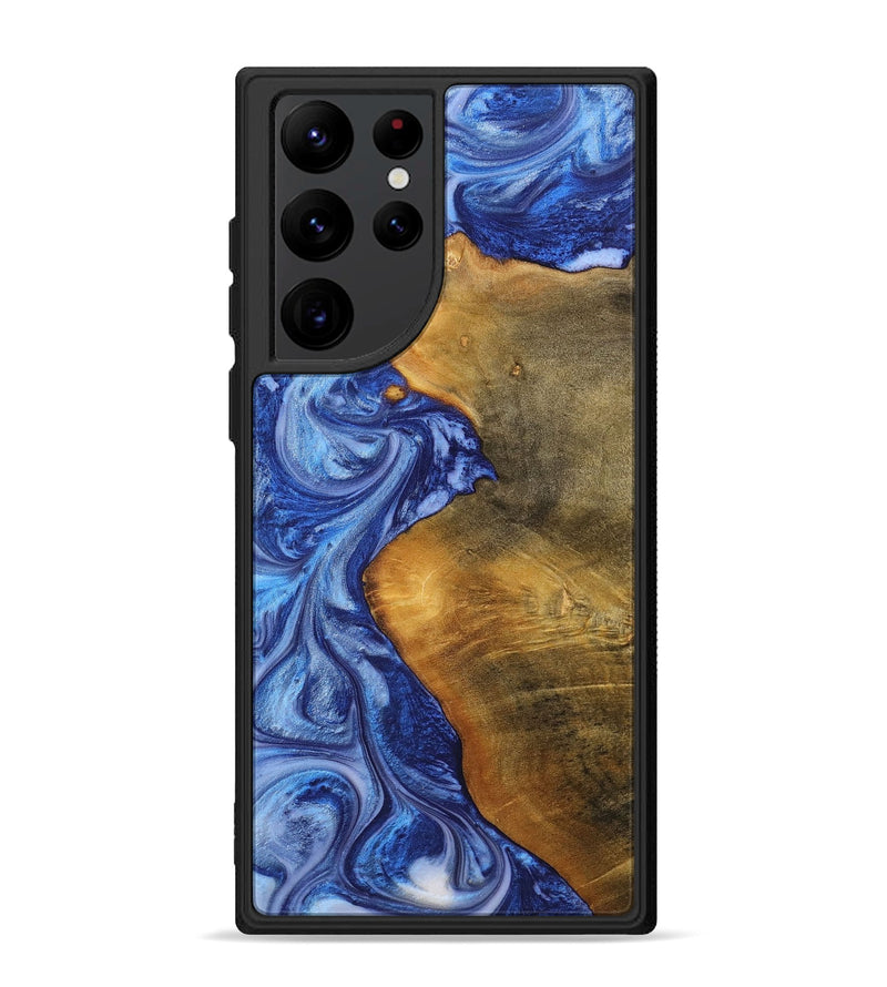 Galaxy S22 Ultra Wood+Resin Phone Case - Lottie (Blue, 698726)