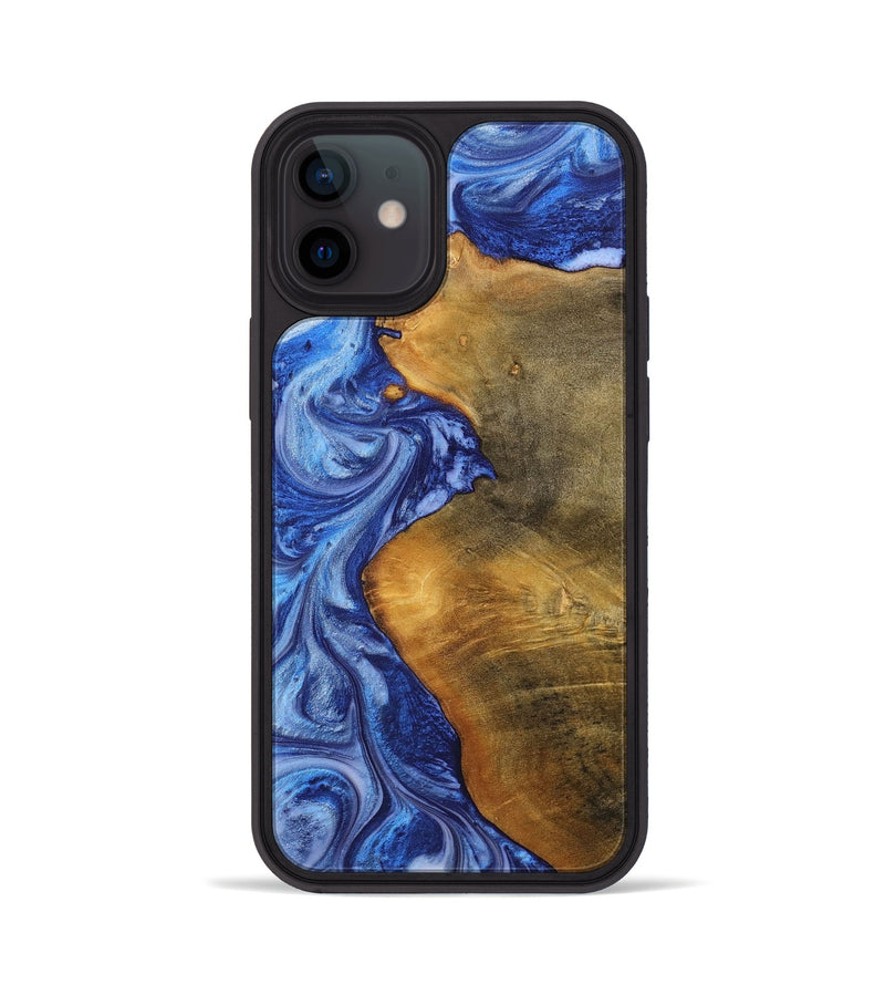 iPhone 12 Wood+Resin Phone Case - Lottie (Blue, 698726)