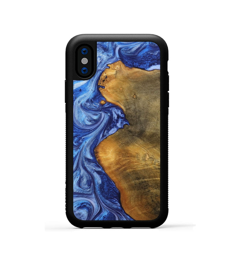 iPhone Xs Wood+Resin Phone Case - Lottie (Blue, 698726)
