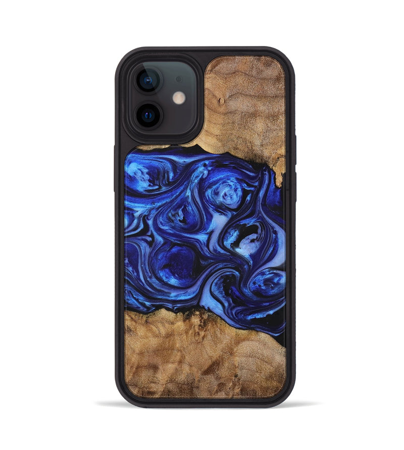 iPhone 12 Wood+Resin Phone Case - Sheila (Blue, 698729)