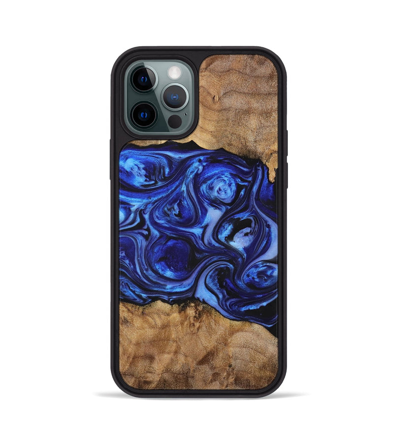 iPhone 12 Pro Wood+Resin Phone Case - Sheila (Blue, 698729)
