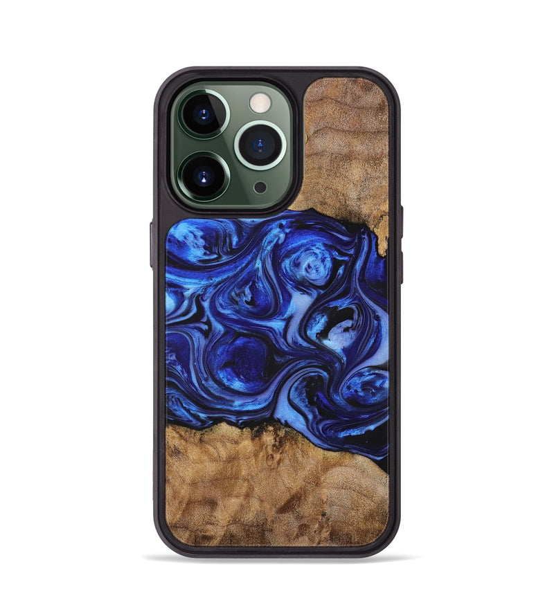 iPhone 13 Pro Wood+Resin Phone Case - Sheila (Blue, 698729)