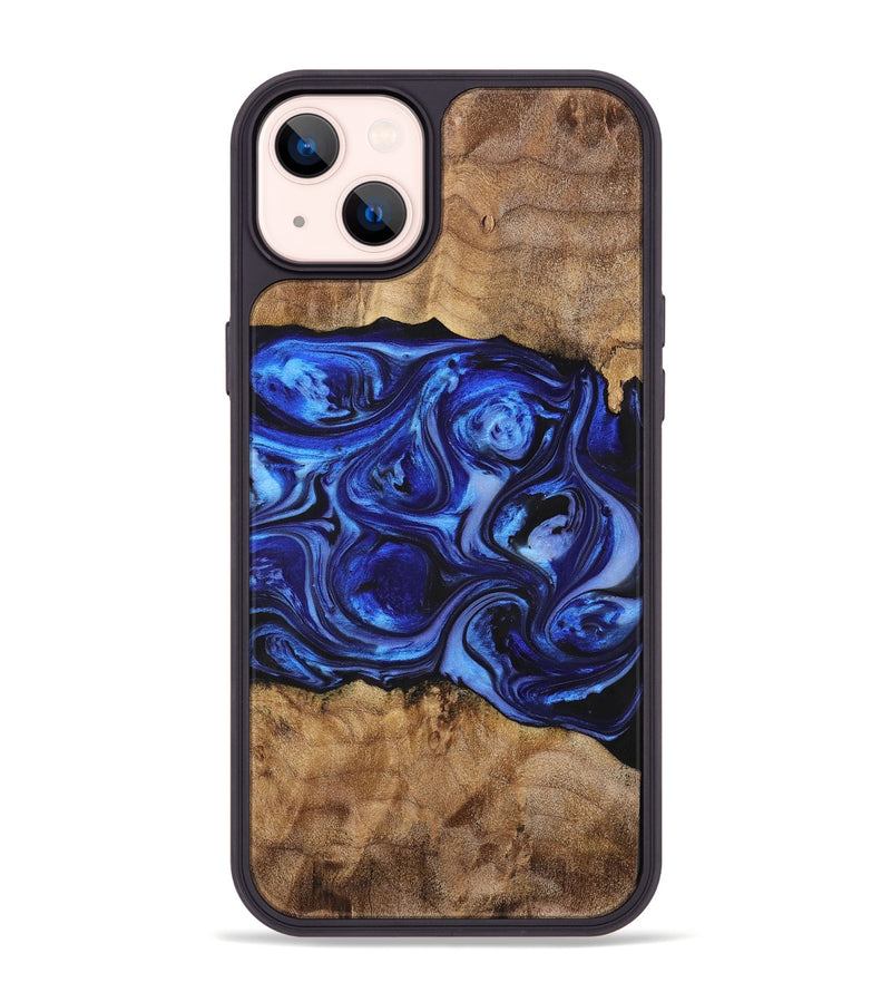 iPhone 14 Plus Wood+Resin Phone Case - Sheila (Blue, 698729)