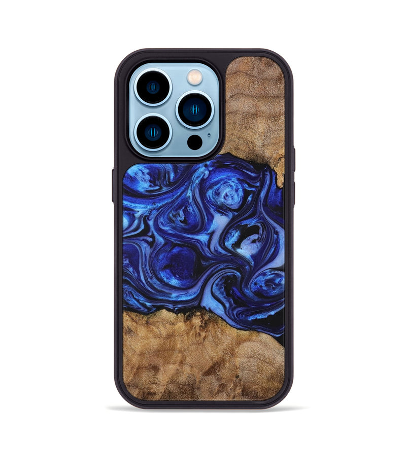 iPhone 14 Pro Wood+Resin Phone Case - Sheila (Blue, 698729)