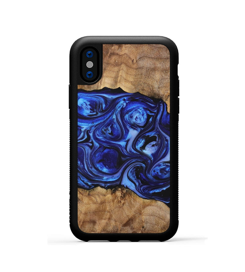 iPhone Xs Wood+Resin Phone Case - Sheila (Blue, 698729)