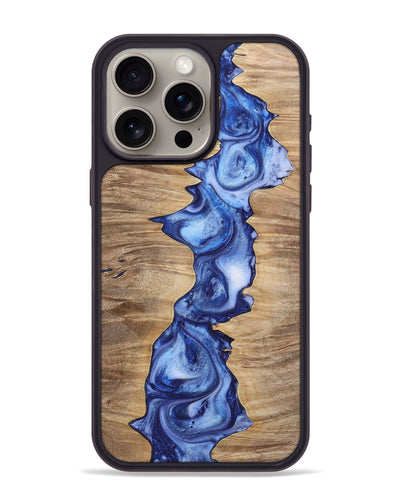iPhone 15 Pro Max Wood+Resin Phone Case - Farrah (Blue, 698732)
