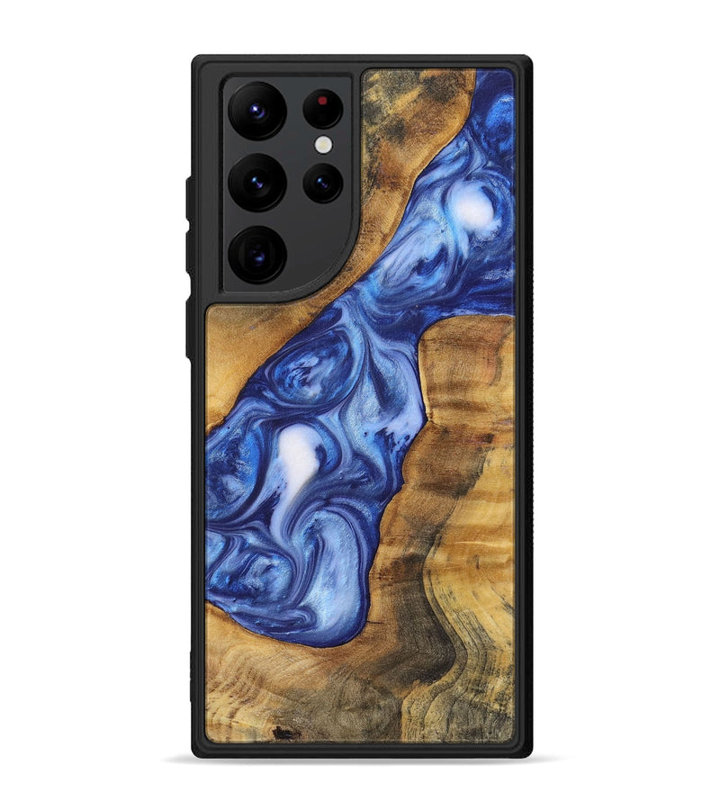 Galaxy S22 Ultra Wood+Resin Phone Case - Ron (Blue, 698734)