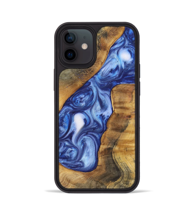 iPhone 12 Wood+Resin Phone Case - Ron (Blue, 698734)