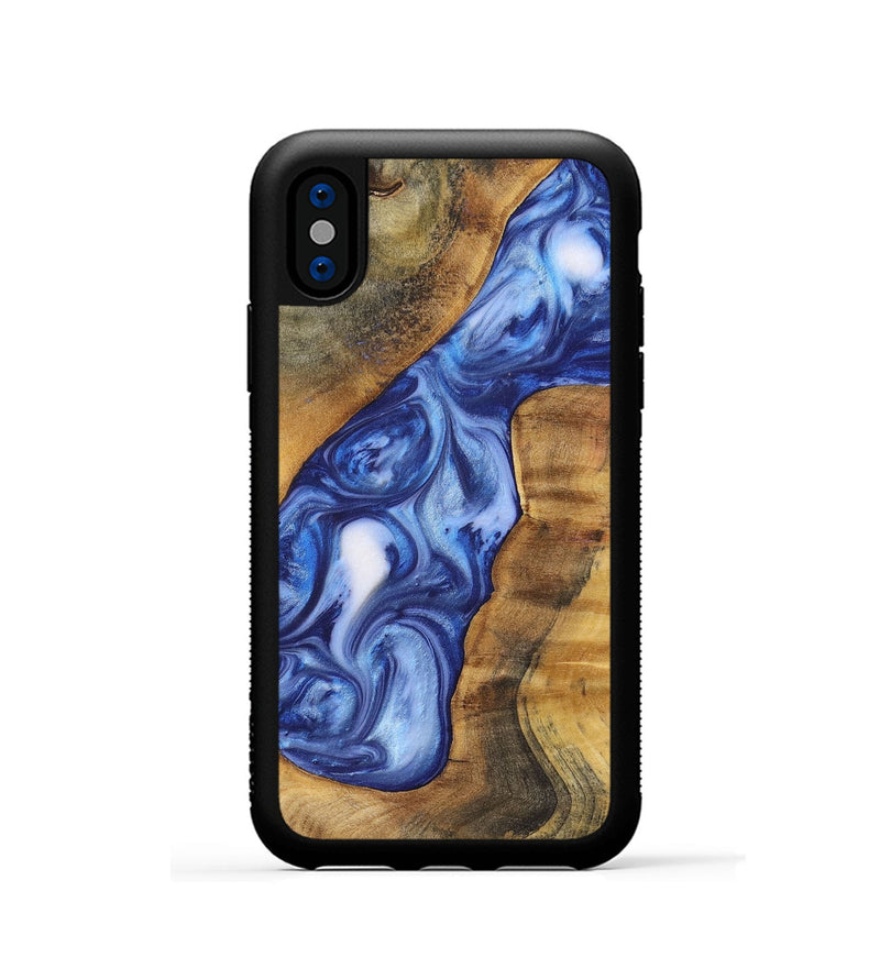 iPhone Xs Wood+Resin Phone Case - Ron (Blue, 698734)