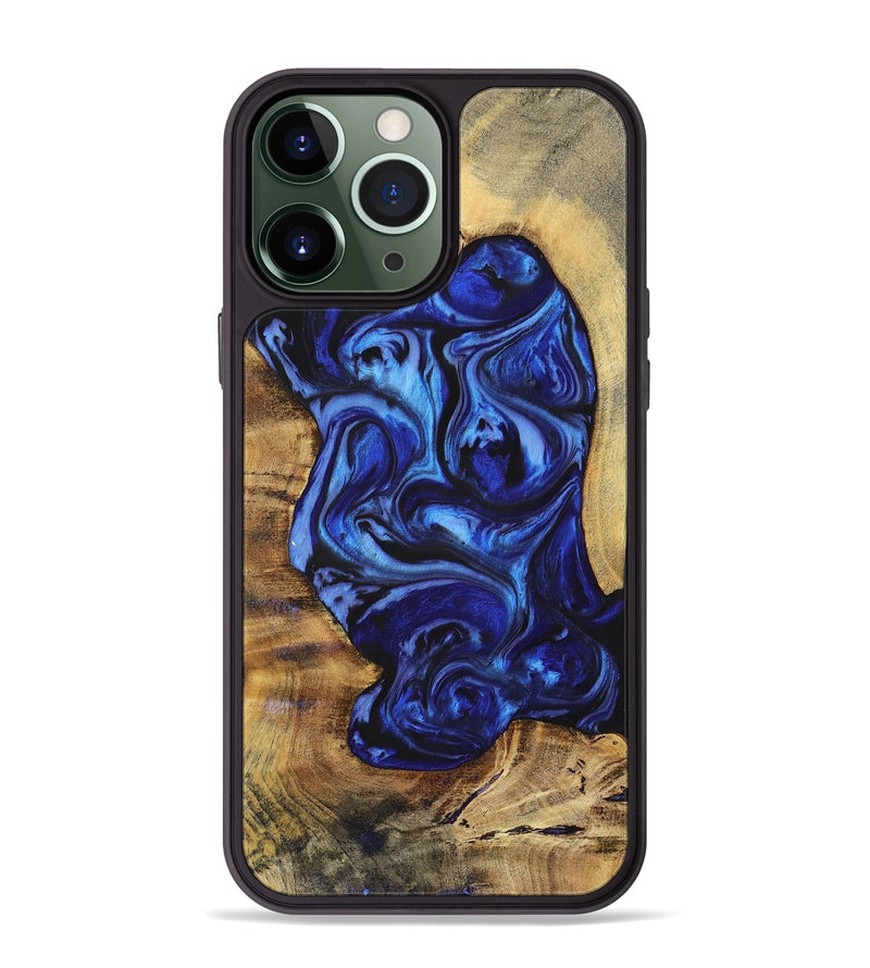 iPhone 13 Pro Max Wood+Resin Phone Case - Chelsea (Blue, 698735)