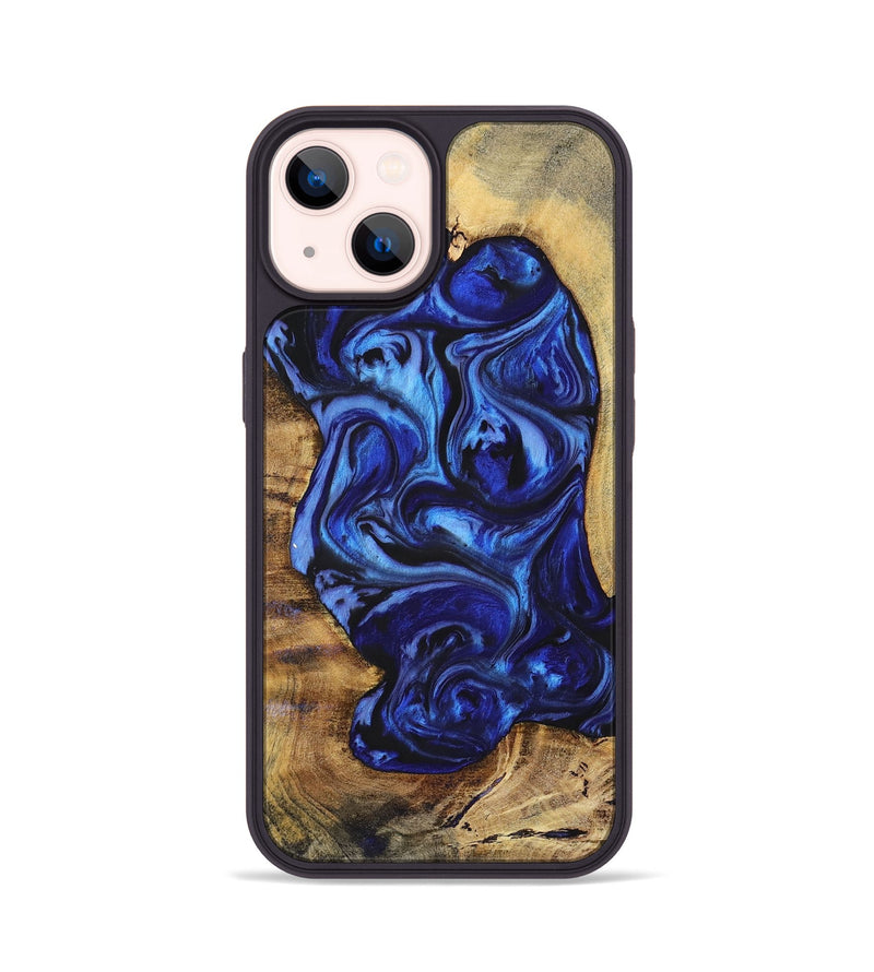 iPhone 14 Wood+Resin Phone Case - Chelsea (Blue, 698735)