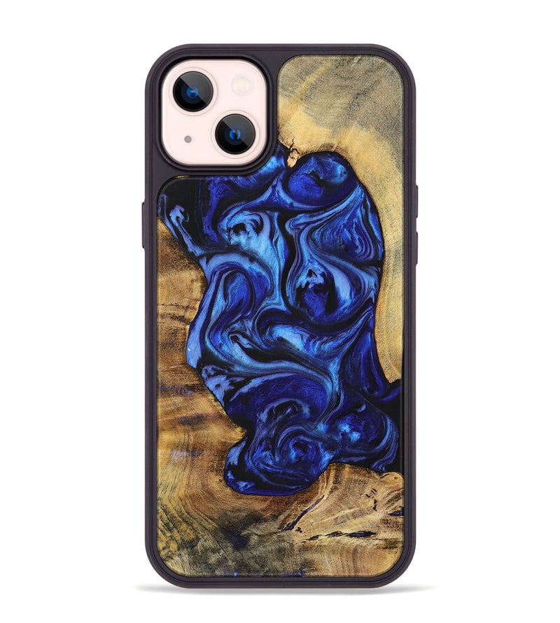 iPhone 14 Plus Wood+Resin Phone Case - Chelsea (Blue, 698735)