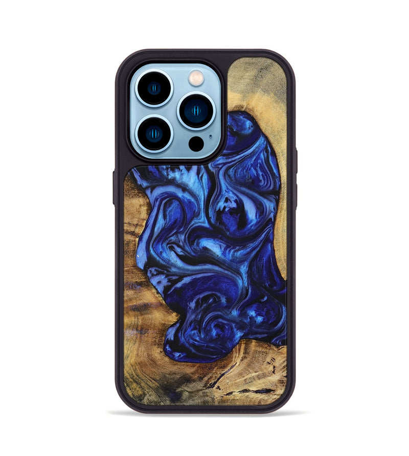 iPhone 14 Pro Wood+Resin Phone Case - Chelsea (Blue, 698735)