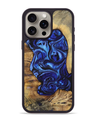 iPhone 15 Pro Max Wood+Resin Phone Case - Chelsea (Blue, 698735)