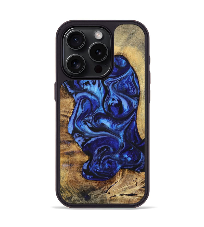 iPhone 15 Pro Wood+Resin Phone Case - Chelsea (Blue, 698735)