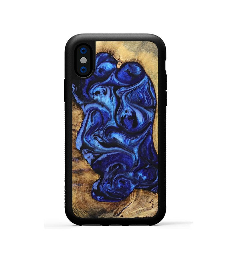 iPhone Xs Wood+Resin Phone Case - Chelsea (Blue, 698735)