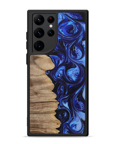 Galaxy S22 Ultra Wood+Resin Phone Case - Juanita (Blue, 698737)