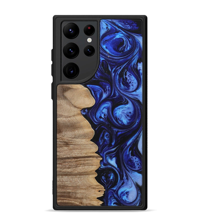 Galaxy S22 Ultra Wood+Resin Phone Case - Juanita (Blue, 698737)