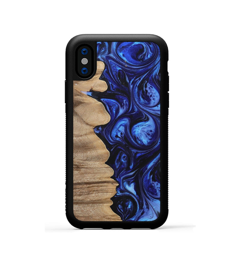 iPhone Xs Wood+Resin Phone Case - Juanita (Blue, 698737)