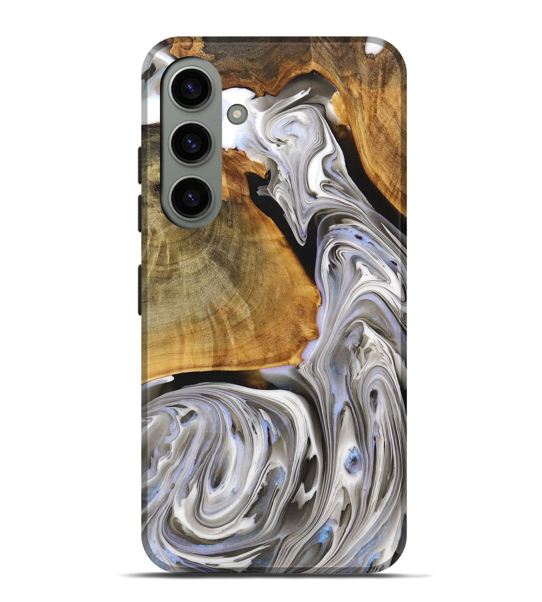 Galaxy S24 Plus Wood+Resin Live Edge Phone Case - Lawson (Black & White, 698757)