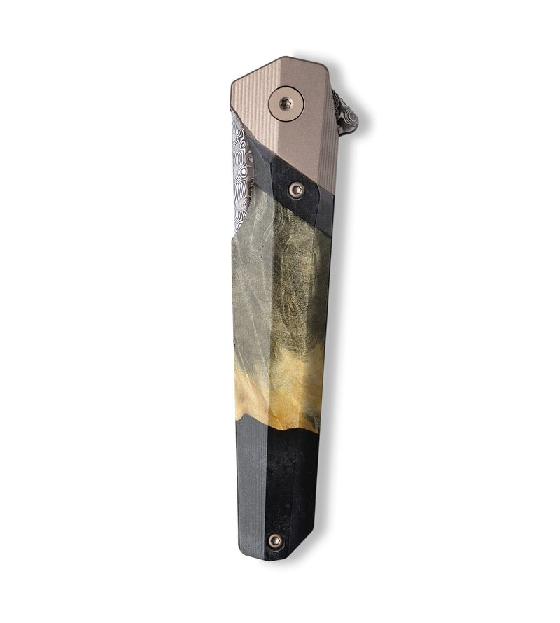 Live Edge Wood+Resin Pocket Knife - Abby (Pure Black, 698879)