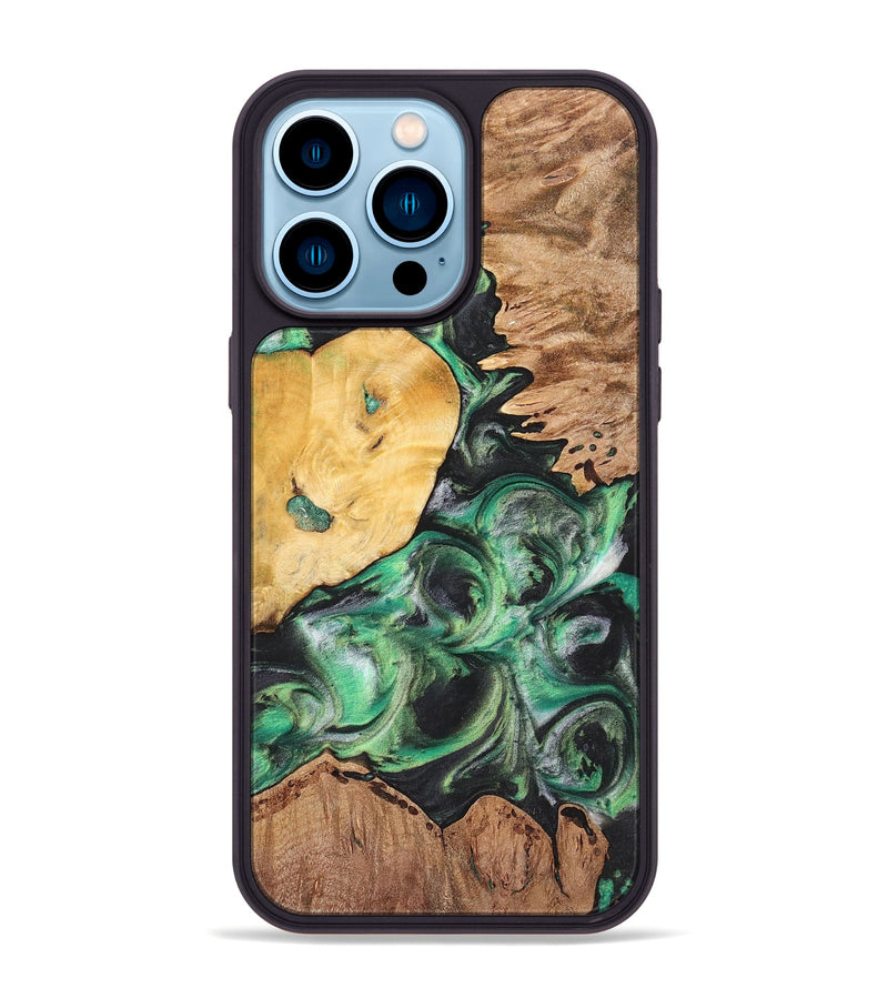 iPhone 14 Pro Max Wood+Resin Phone Case - Tabatha (Mosaic, 698895)