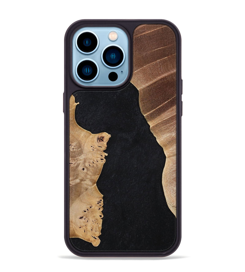 iPhone 14 Pro Max Wood+Resin Phone Case - Claude (Pure Black, 698909)