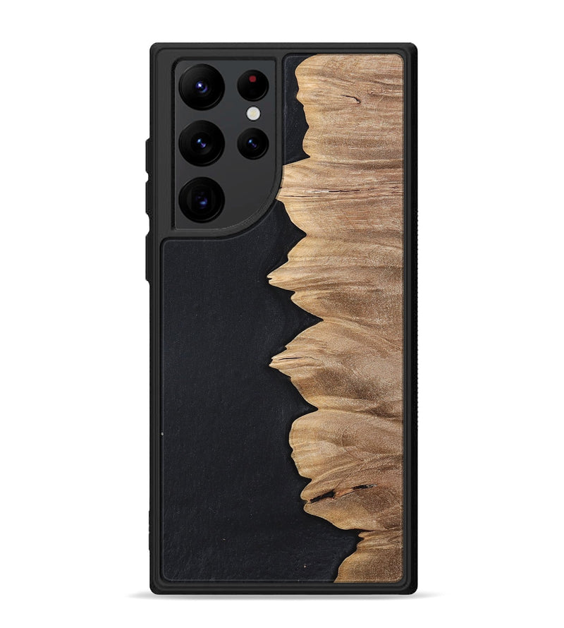 Galaxy S22 Ultra Wood+Resin Phone Case - Sylvia (Pure Black, 698913)