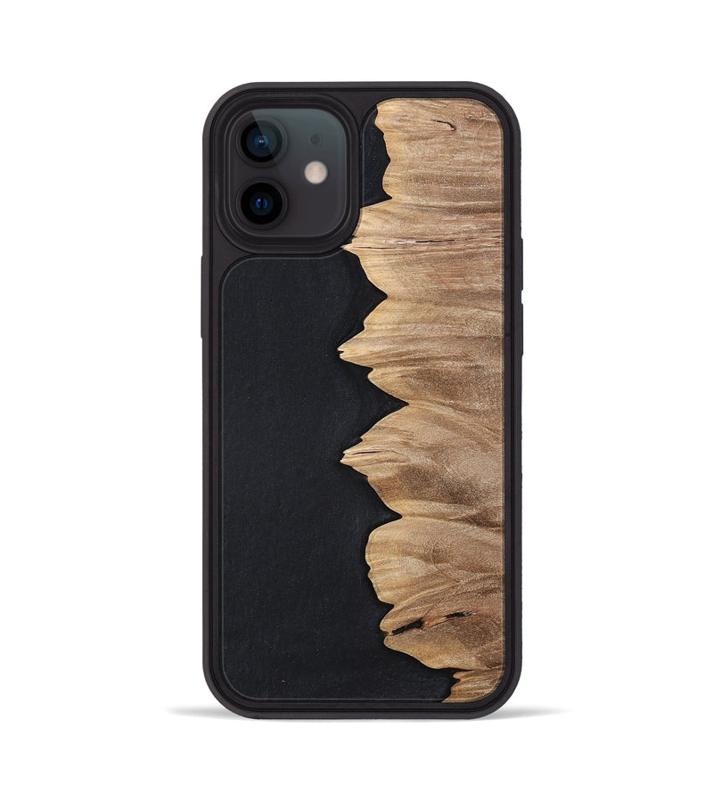 iPhone 12 Wood+Resin Phone Case - Sylvia (Pure Black, 698913)