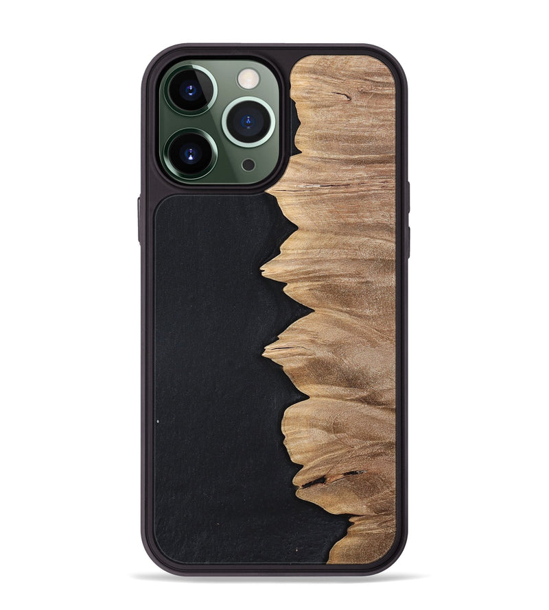 iPhone 13 Pro Max Wood+Resin Phone Case - Sylvia (Pure Black, 698913)