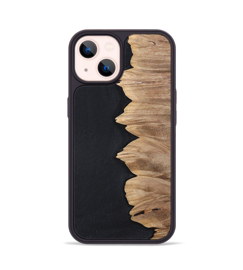 iPhone 14 Wood+Resin Phone Case - Sylvia (Pure Black, 698913)