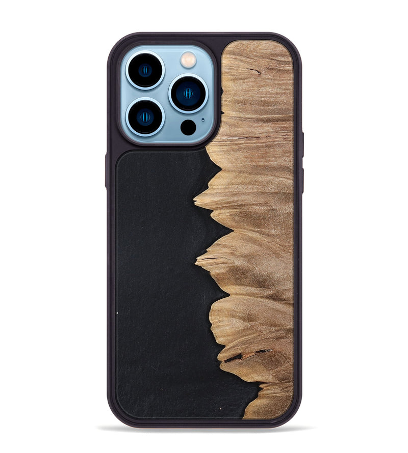 iPhone 14 Pro Max Wood+Resin Phone Case - Sylvia (Pure Black, 698913)