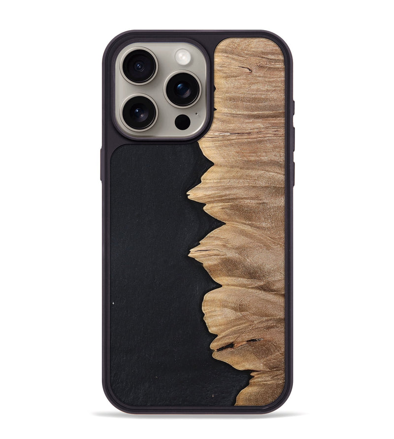 iPhone 15 Pro Max Wood+Resin Phone Case - Sylvia (Pure Black, 698913)