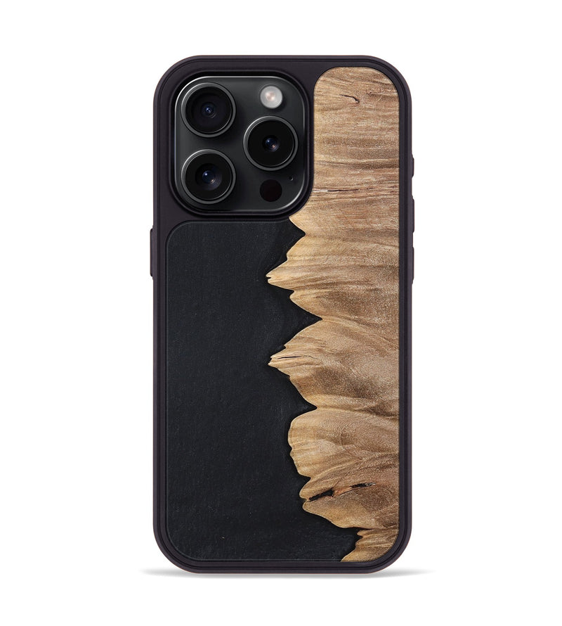 iPhone 15 Pro Wood+Resin Phone Case - Sylvia (Pure Black, 698913)