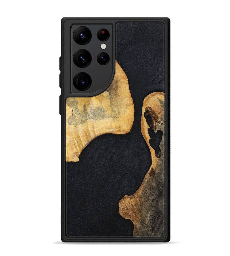 Galaxy S22 Ultra Wood+Resin Phone Case - Muriel (Pure Black, 698914)