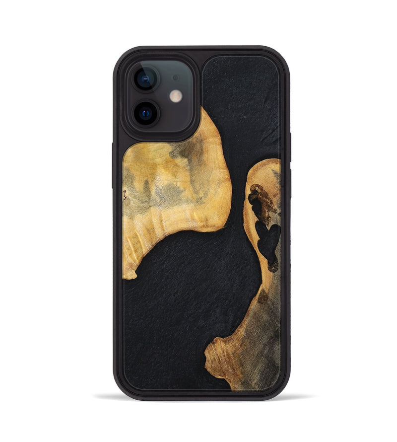 iPhone 12 Wood+Resin Phone Case - Muriel (Pure Black, 698914)