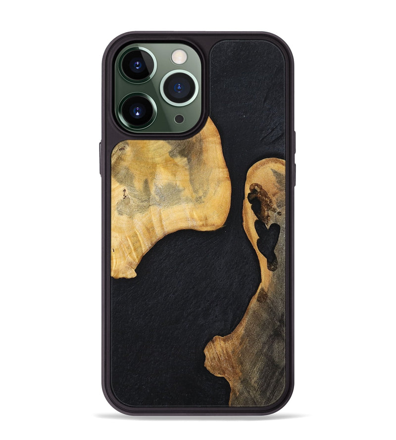 iPhone 13 Pro Max Wood+Resin Phone Case - Muriel (Pure Black, 698914)