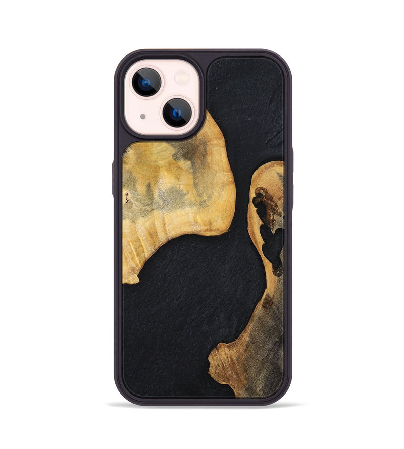 iPhone 14 Wood+Resin Phone Case - Muriel (Pure Black, 698914)