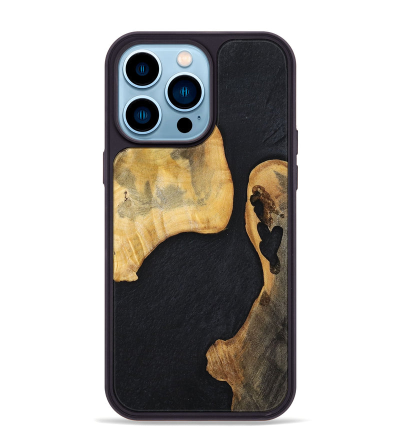 iPhone 14 Pro Max Wood+Resin Phone Case - Muriel (Pure Black, 698914)