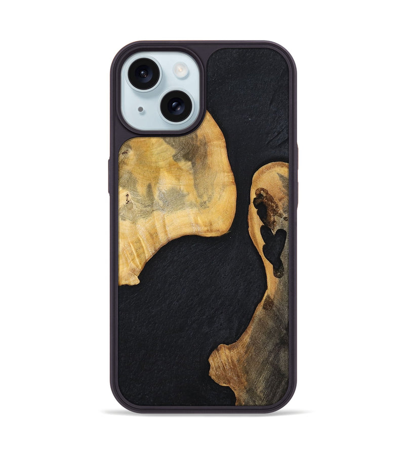 iPhone 15 Wood+Resin Phone Case - Muriel (Pure Black, 698914)