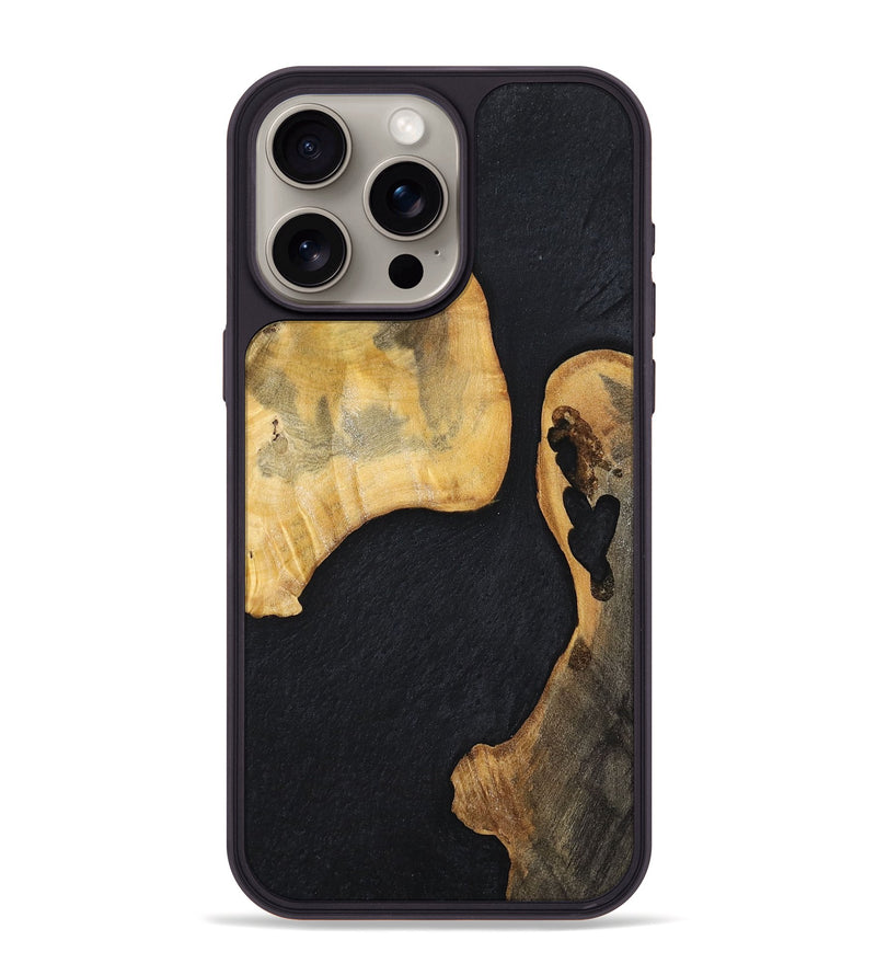 iPhone 15 Pro Max Wood+Resin Phone Case - Muriel (Pure Black, 698914)