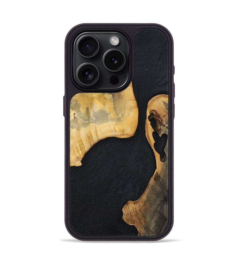 iPhone 15 Pro Wood+Resin Phone Case - Muriel (Pure Black, 698914)