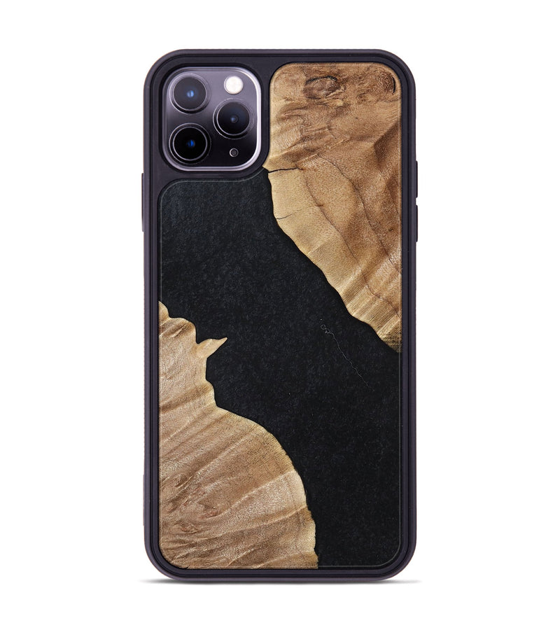 iPhone 11 Pro Max Wood+Resin Phone Case - Stephen (Pure Black, 698915)